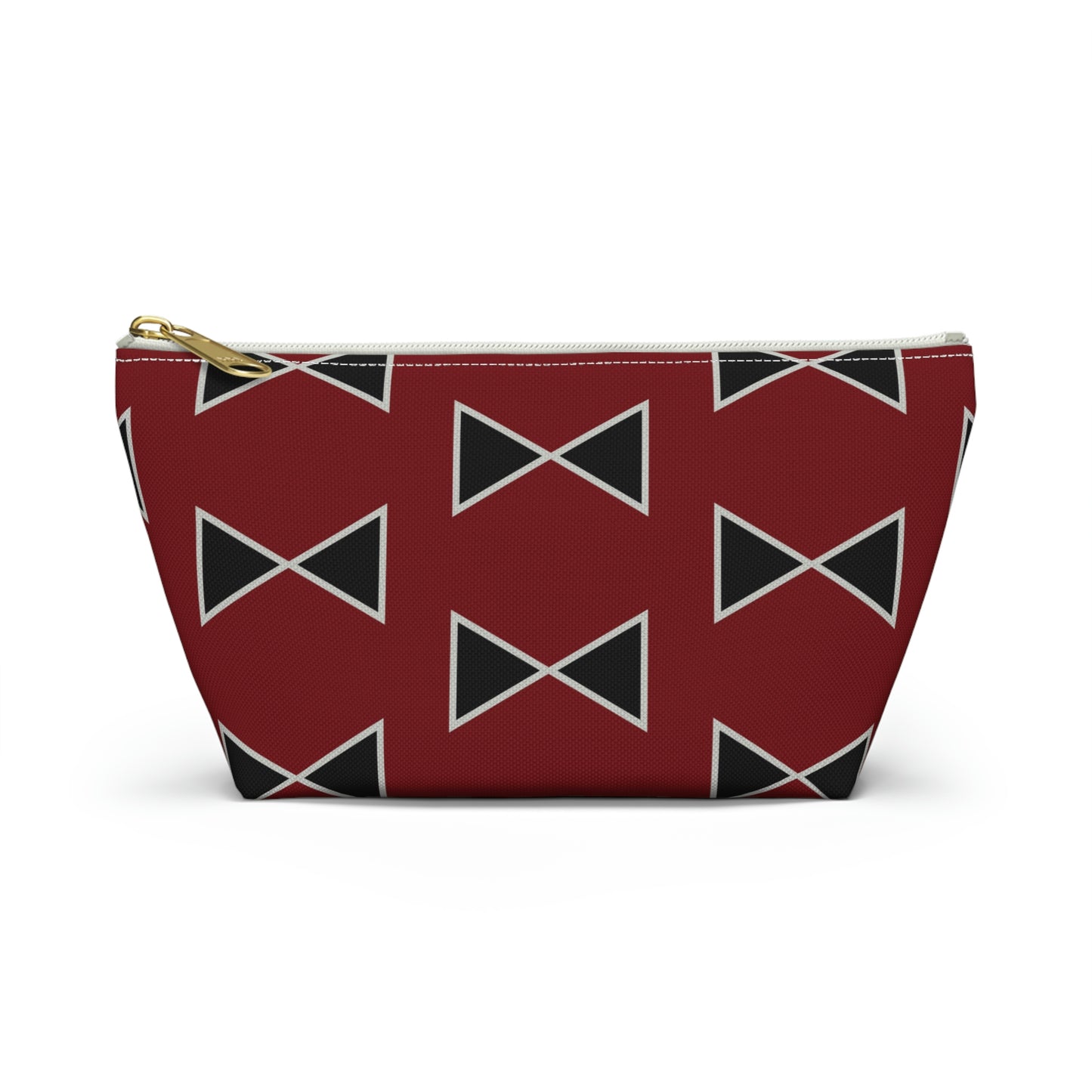 Black & Garnet Maroon Bows Accessory Pouch with T-bottom
