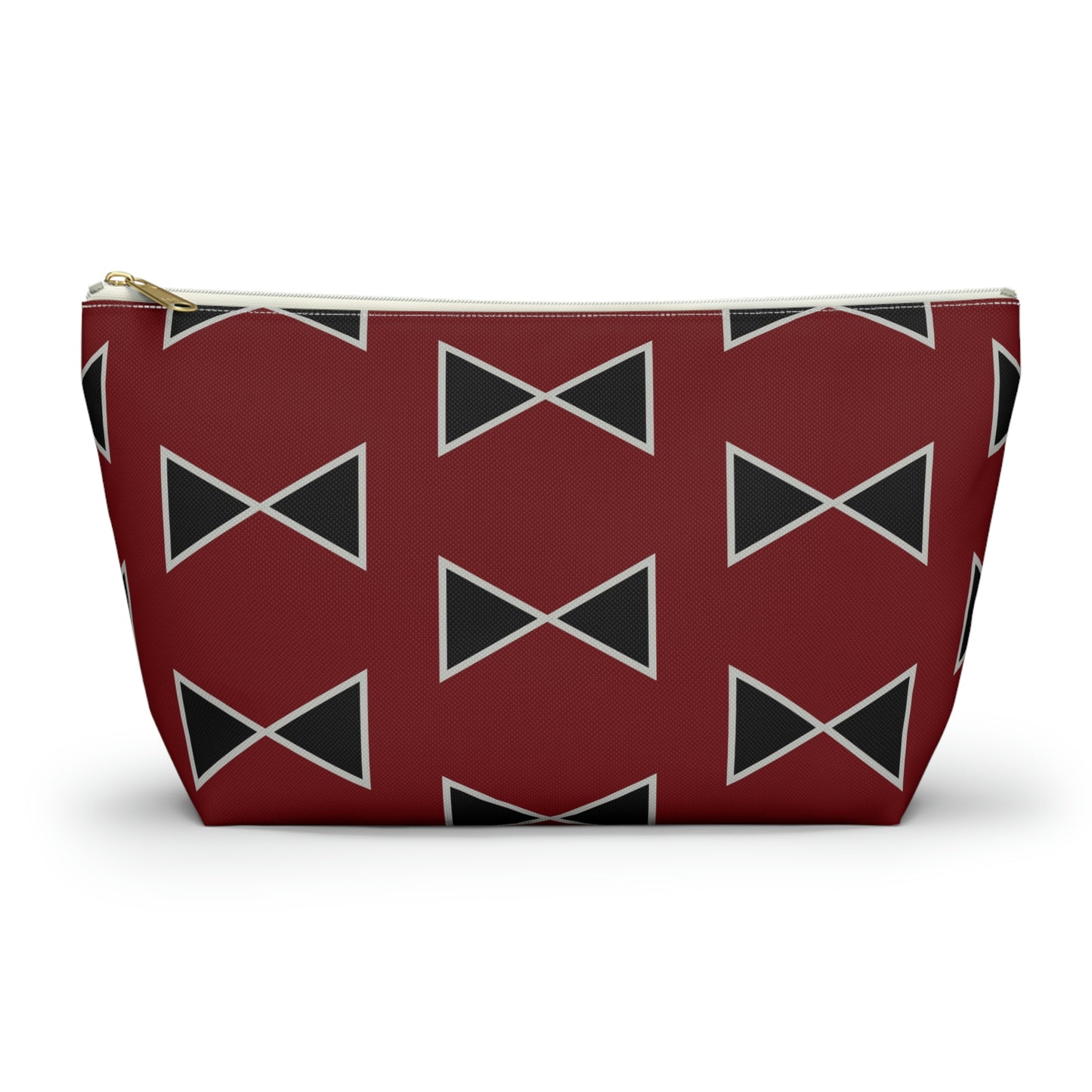Black & Garnet Maroon Bows Accessory Pouch with T-bottom