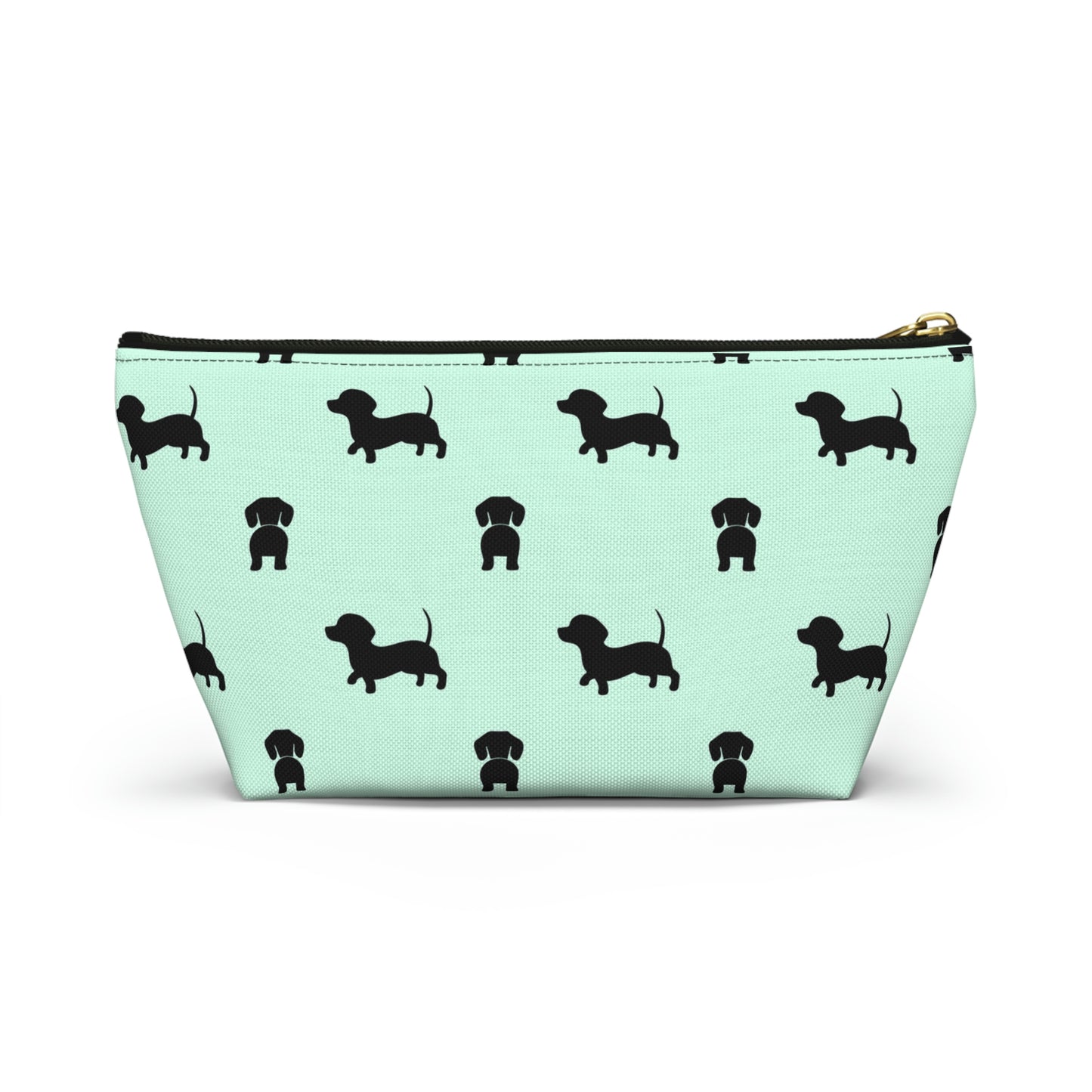 Mint & Black Dachshund Accessory Pouch with T-bottom - BowsAndArtsDesigns