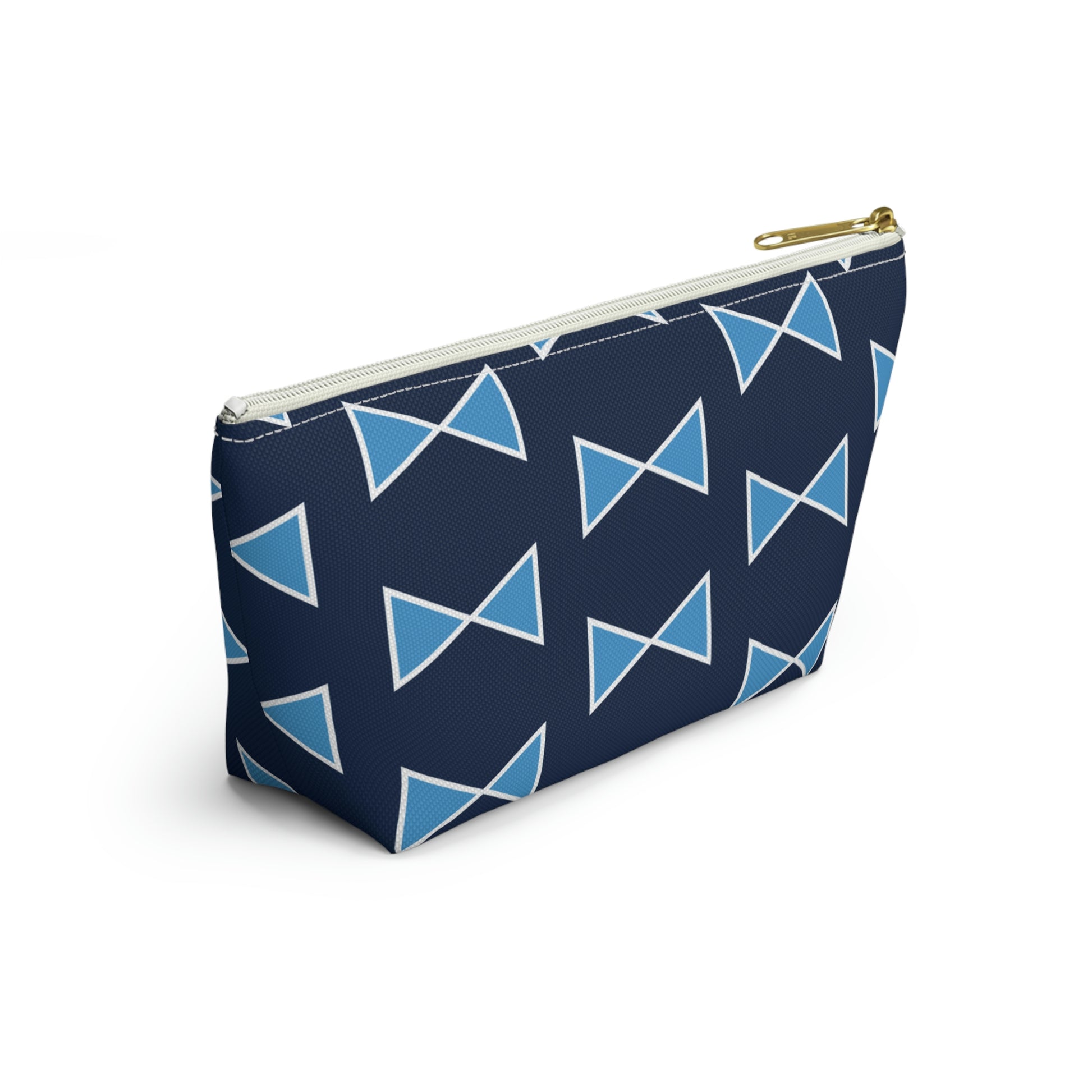Light Blue & Navy Bows Accessory Pouch with T-bottom - BowsAndArtsDesigns