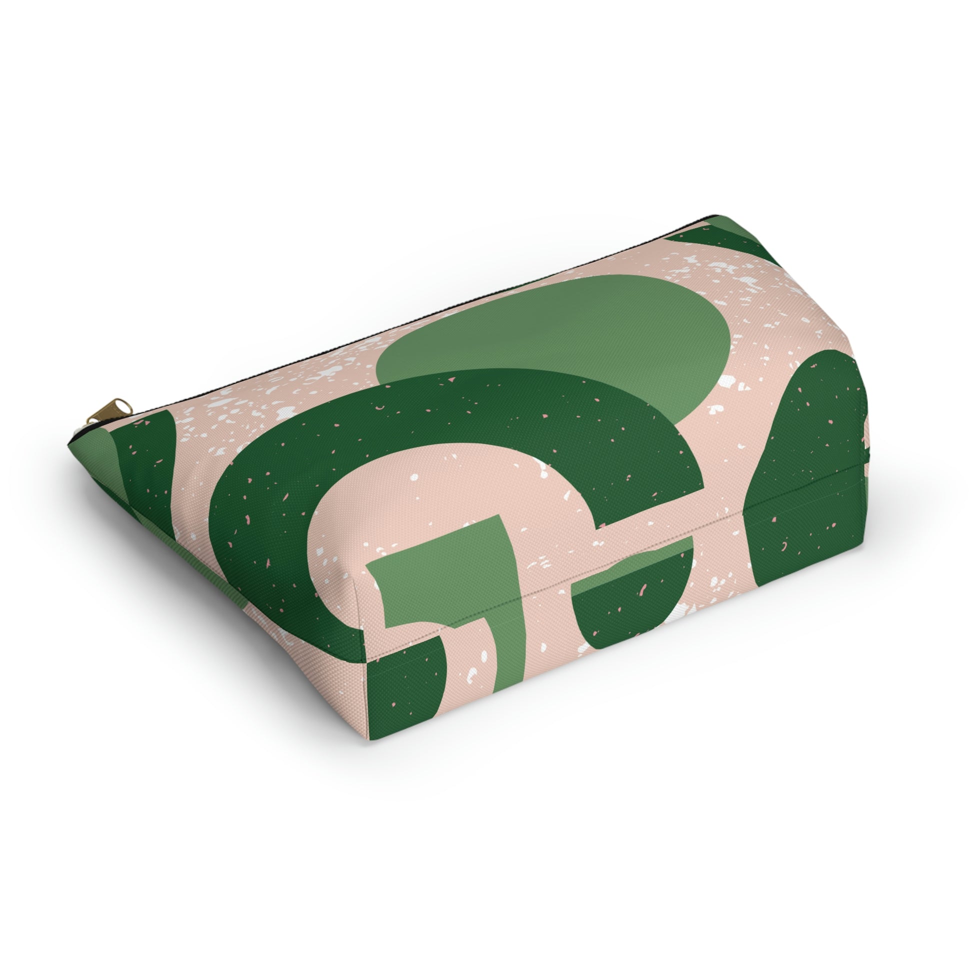 Green & Peach Mid Century Modern Accessory Pouch with T-bottom - BowsAndArtsDesigns