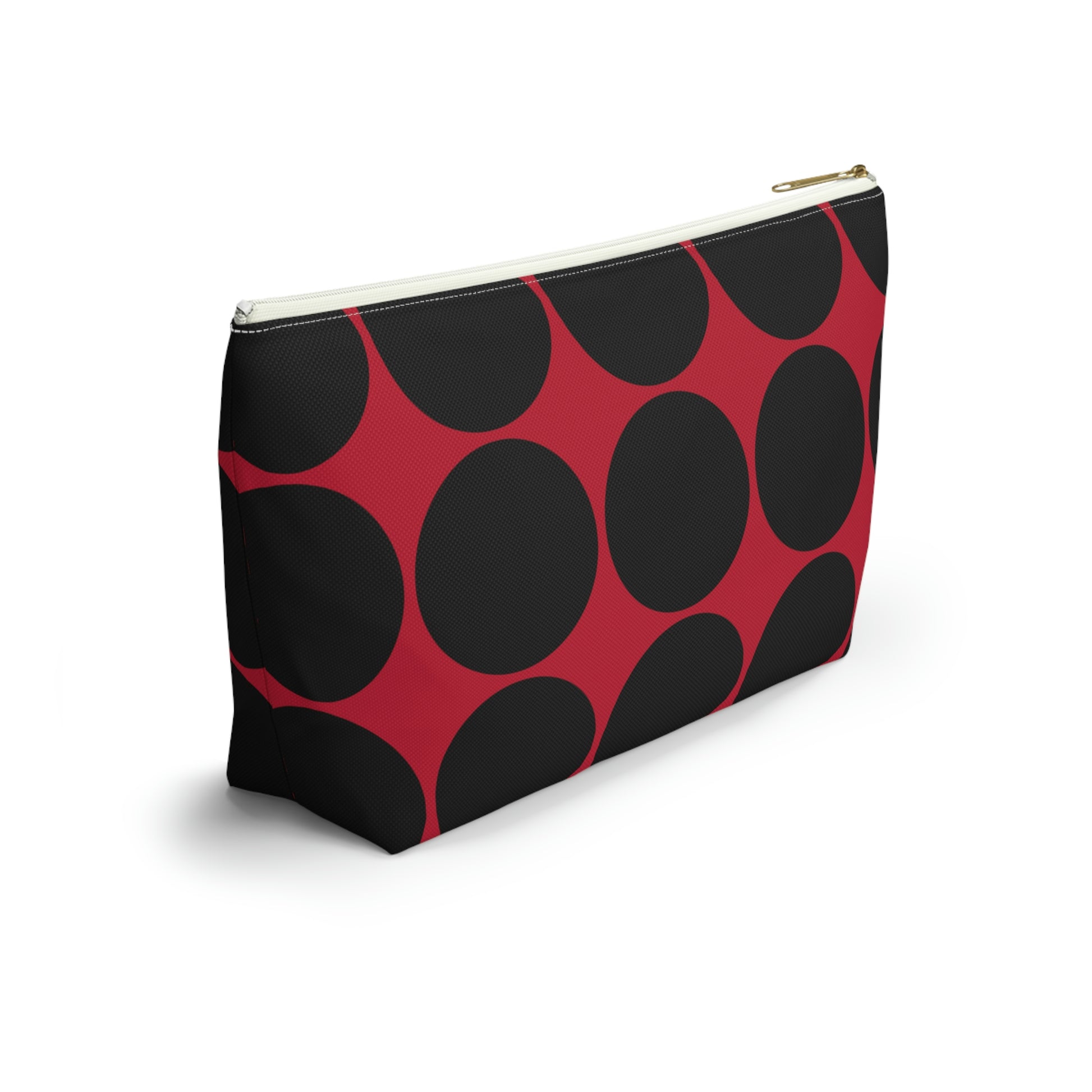Red & Black Circle Accessory Pouch with T-bottom - BowsAndArtsDesigns