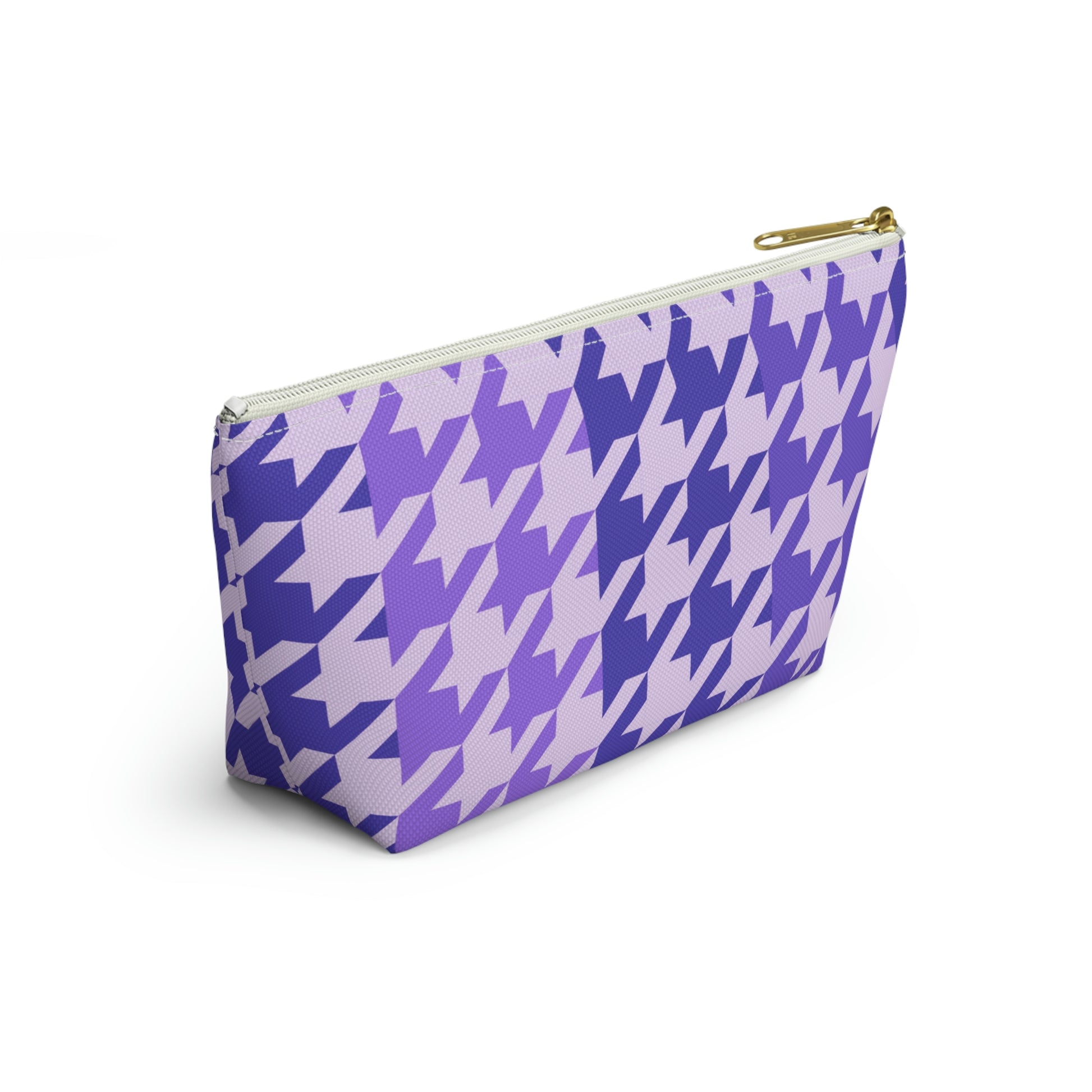 Purple Houndstooth Accessory Pouch with T-bottom - BowsAndArtsDesigns