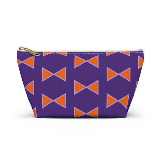 Purple & Orange Bows Pouch with T-bottom - BowsAndArtsDesigns