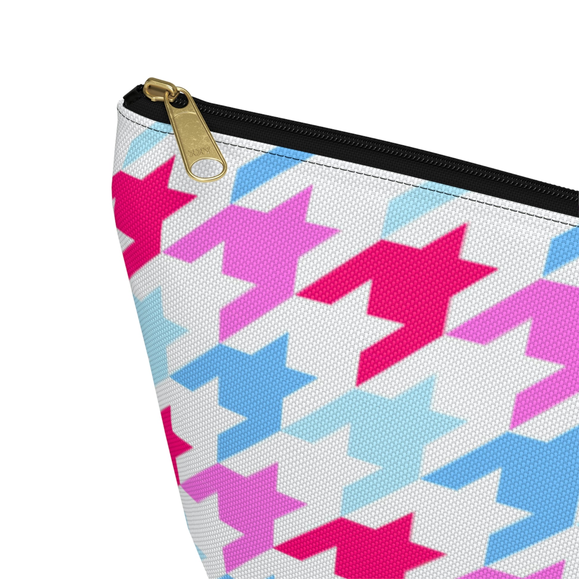 Blue & Pink Houndstooth Accessory Pouch with T-bottom - BowsAndArtsDesigns
