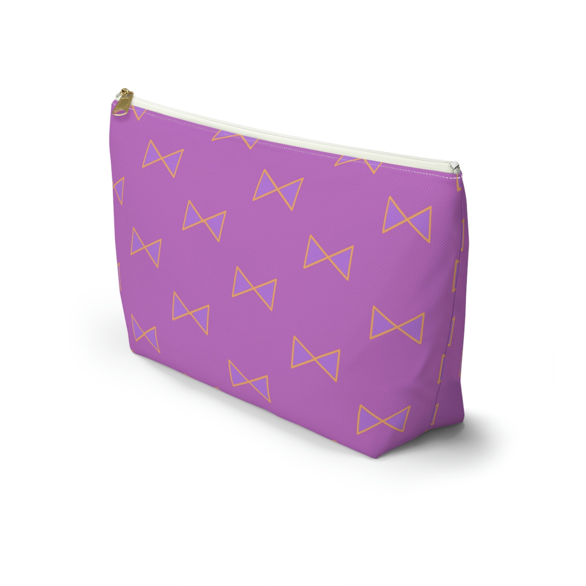 Purple & Tangerine Orange Bows Accessory Pouch with T-bottom - BowsAndArtsDesigns