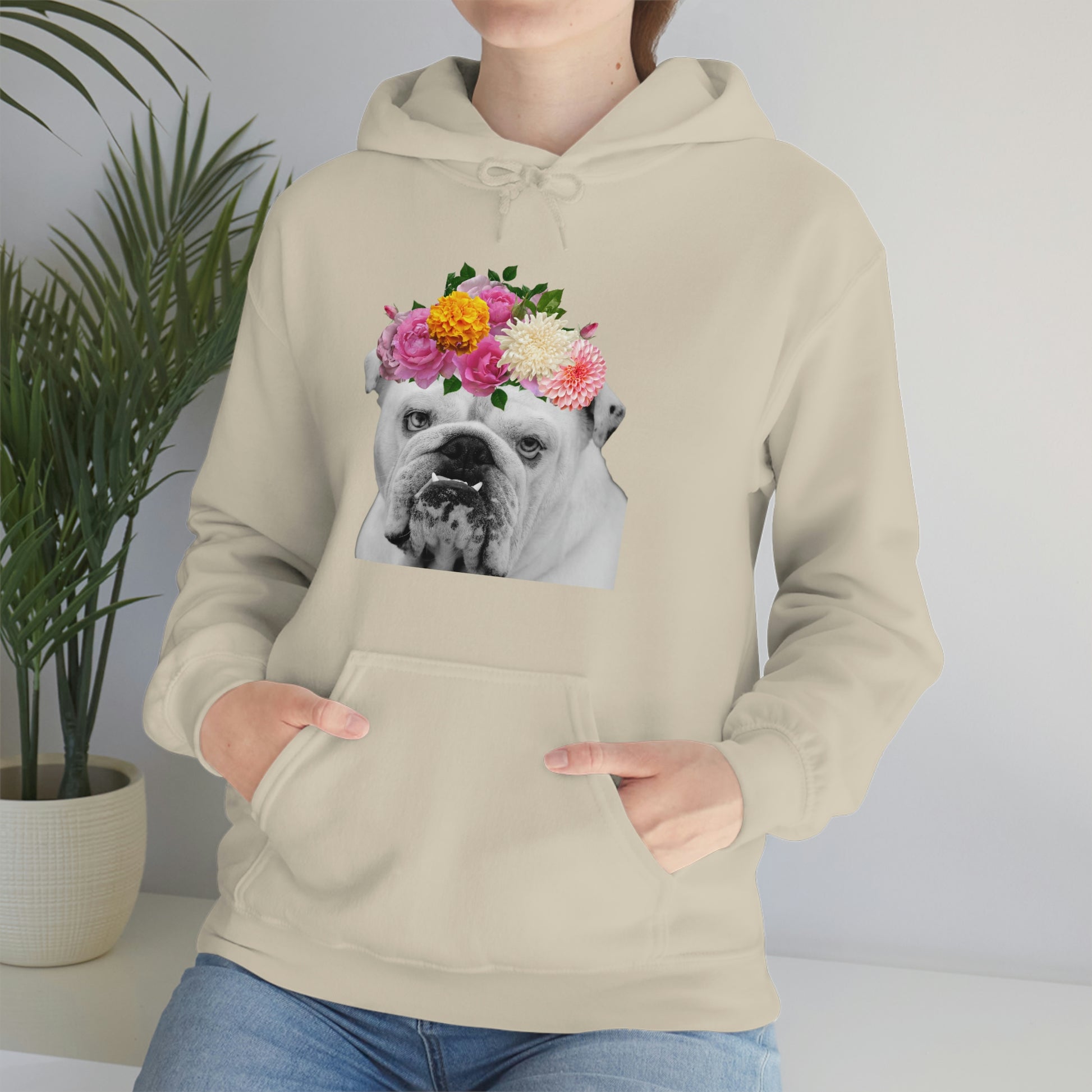 Very Pretty Bulldog Flower Crown Hoodie | Multiple Colors - BowsAndArtsDesigns
