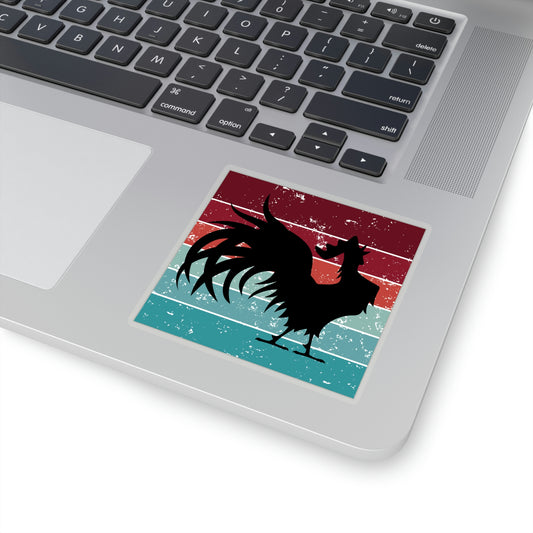 Garnet, Coral, & Teal Vintage Rooster Gamecock Vinyl Kiss-Cut Sticker