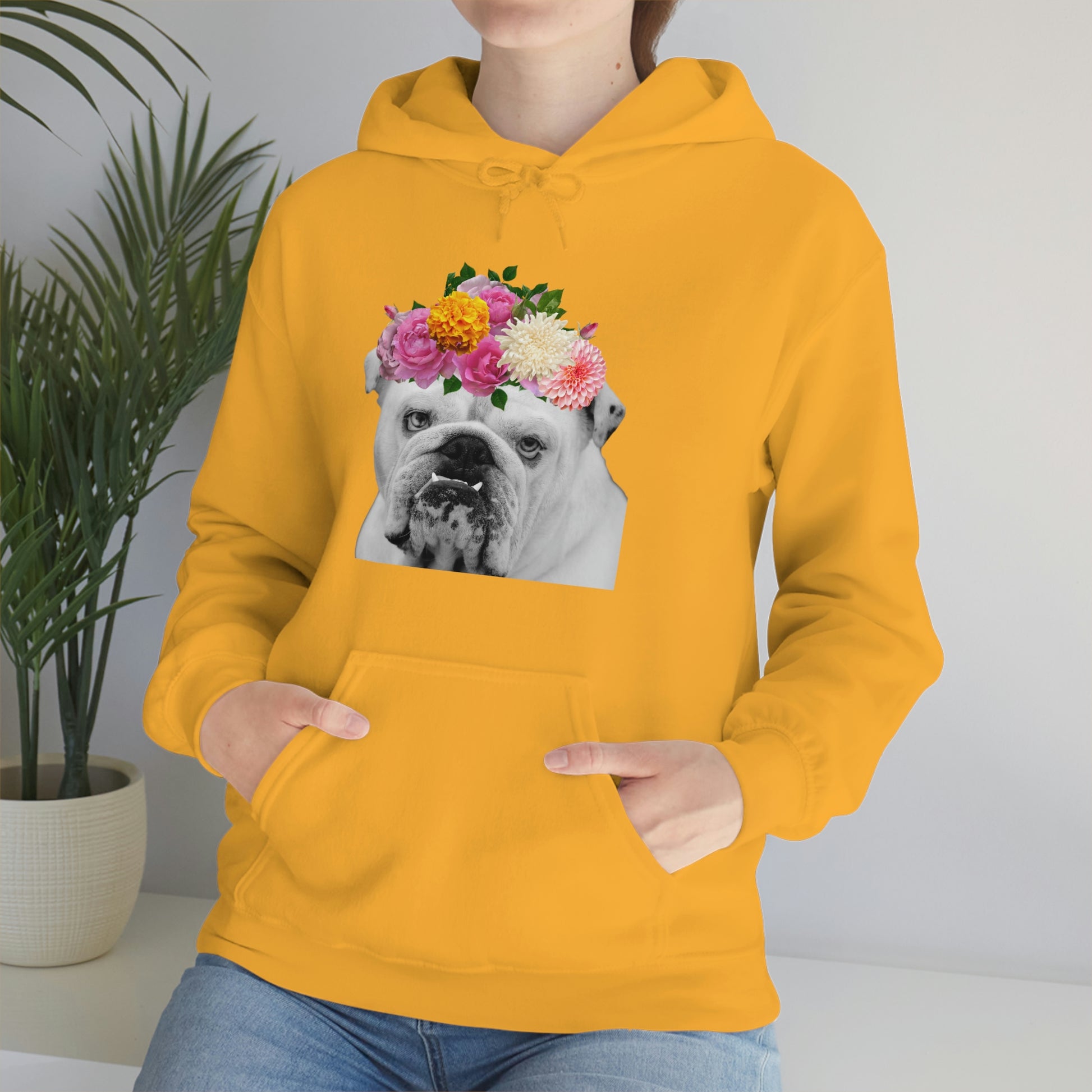 Very Pretty Bulldog Flower Crown Hoodie | Multiple Colors - BowsAndArtsDesigns