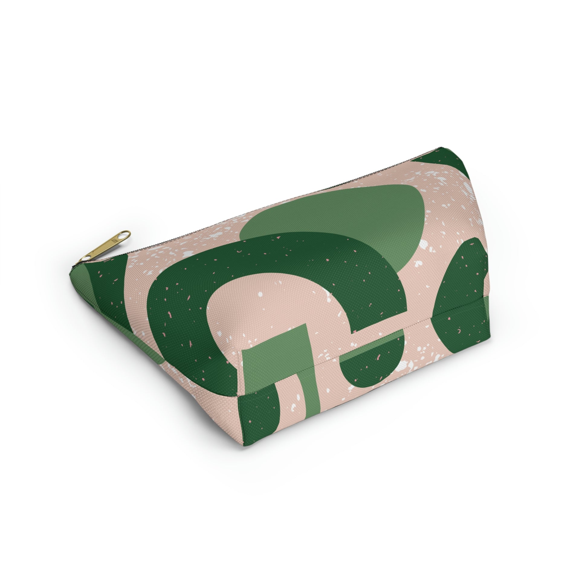 Green & Peach Mid Century Modern Accessory Pouch with T-bottom - BowsAndArtsDesigns