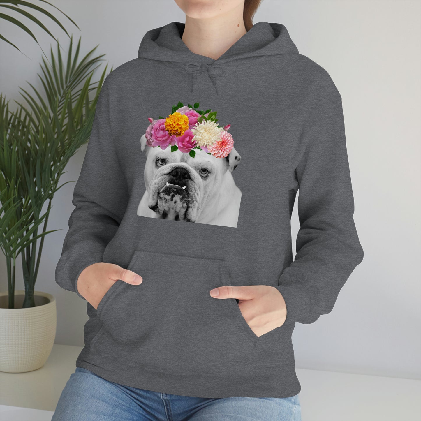 Very Pretty Bulldog Flower Crown Hoodie | Multiple Colors - BowsAndArtsDesigns