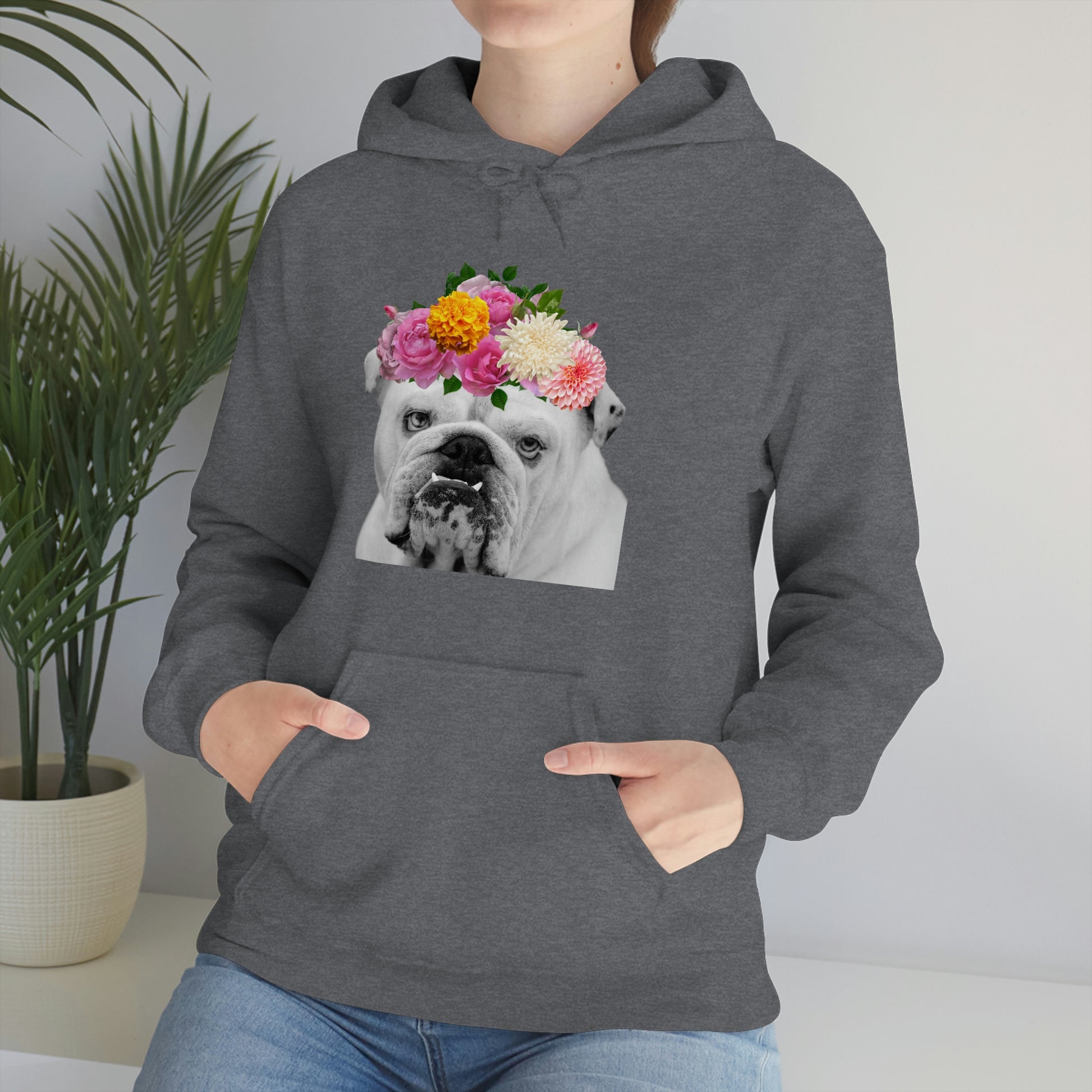 Very Pretty Bulldog Flower Crown Hoodie | Multiple Colors - BowsAndArtsDesigns