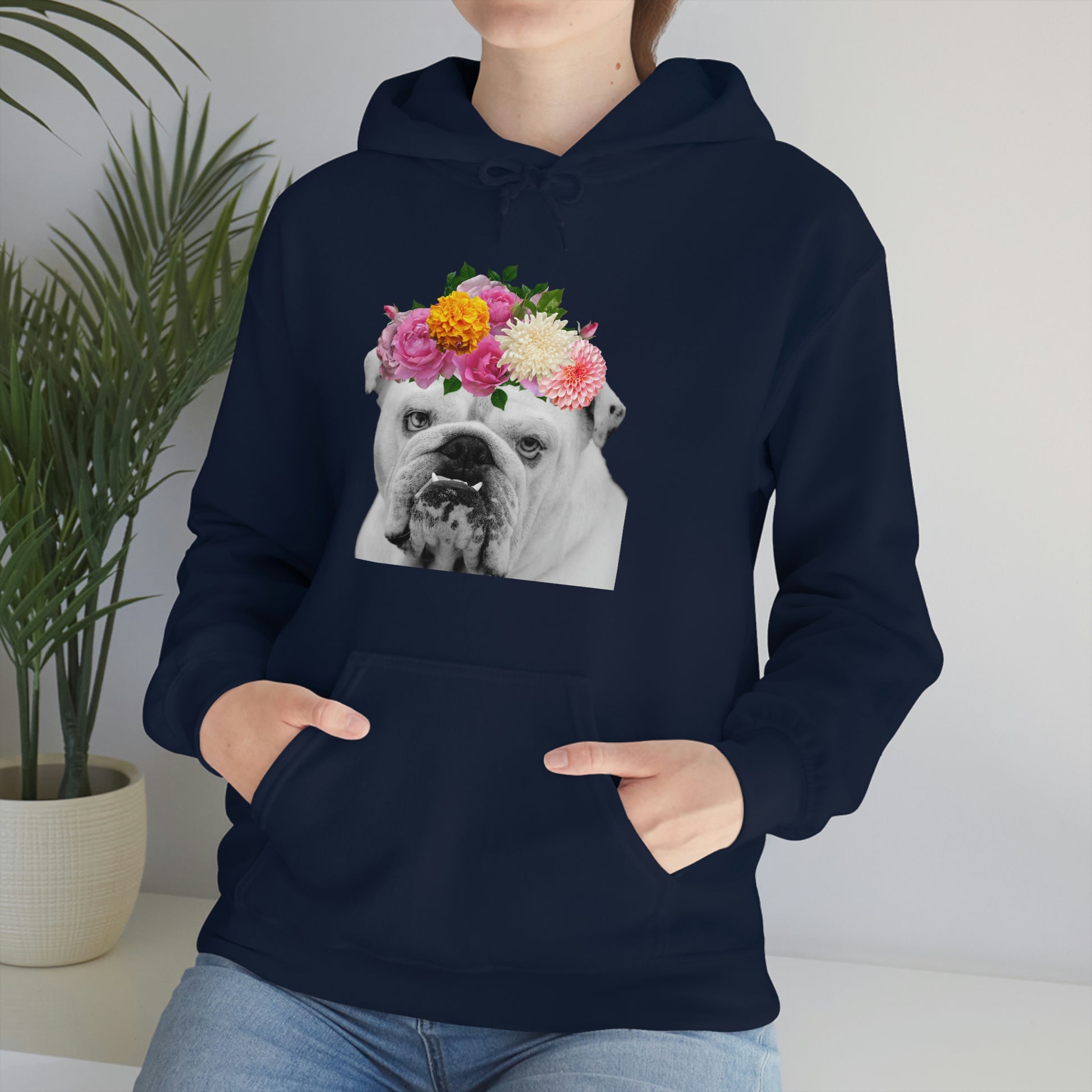 Very Pretty Bulldog Flower Crown Hoodie | Multiple Colors - BowsAndArtsDesigns