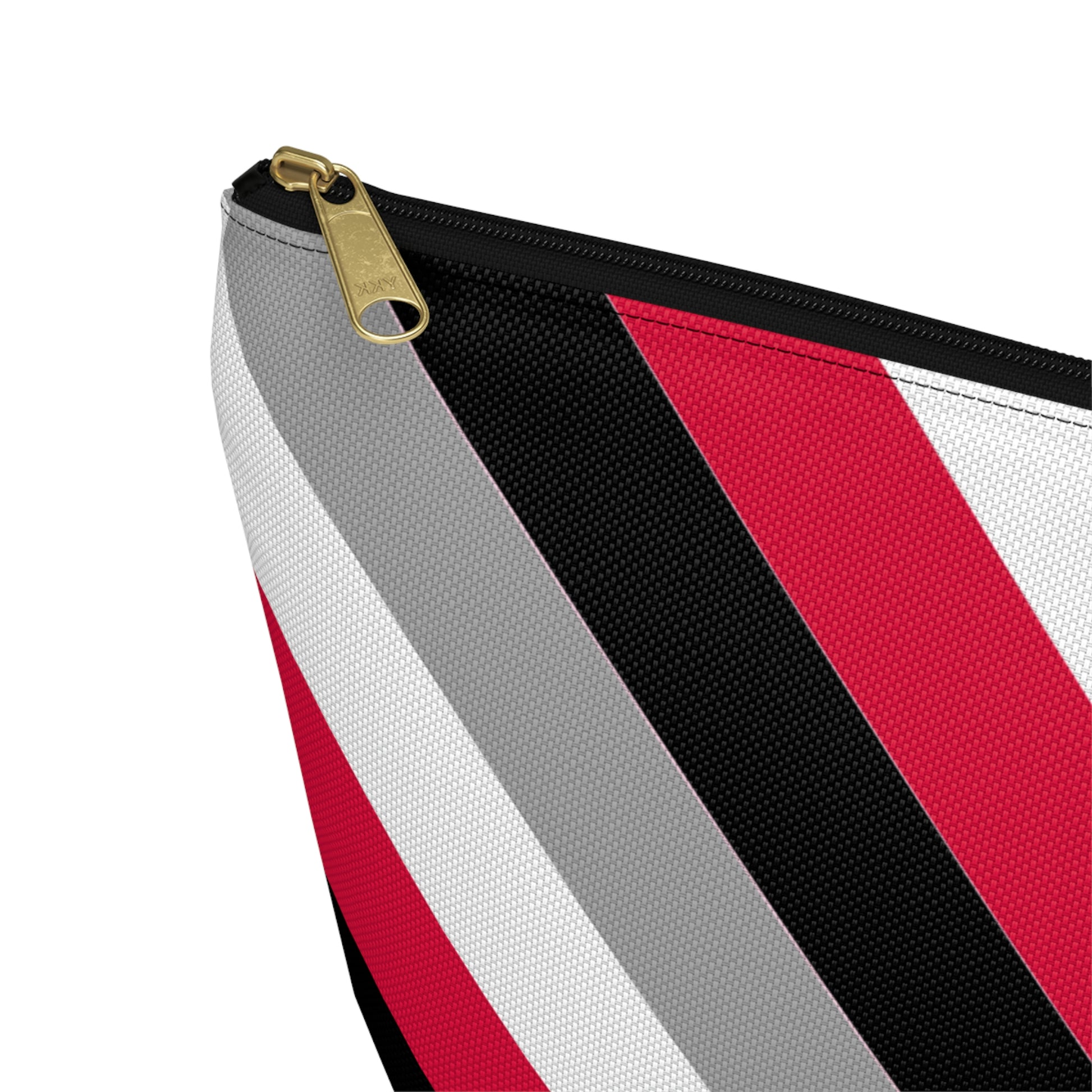 Red, Black, & White Diagonal Stripes Accessory Pouch with T-bottom - BowsAndArtsDesigns