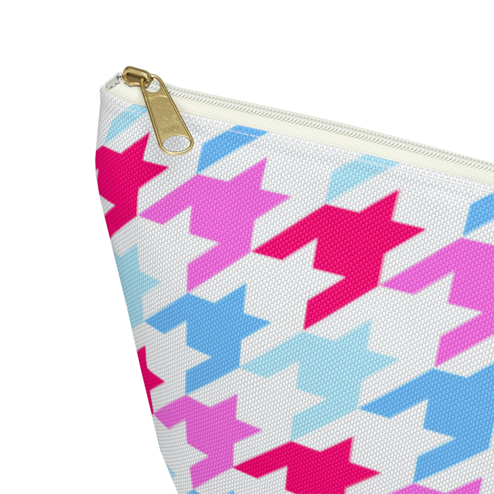 Blue & Pink Houndstooth Accessory Pouch with T-bottom - BowsAndArtsDesigns