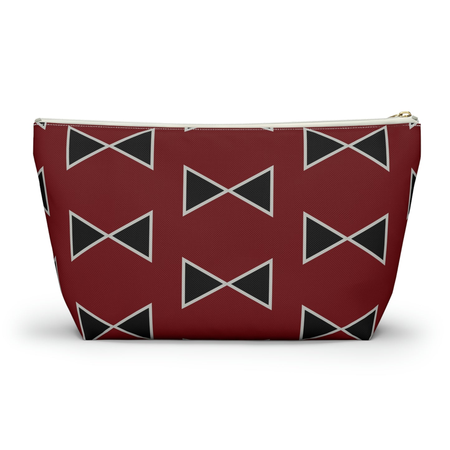 Black & Garnet Maroon Bows Accessory Pouch with T-bottom