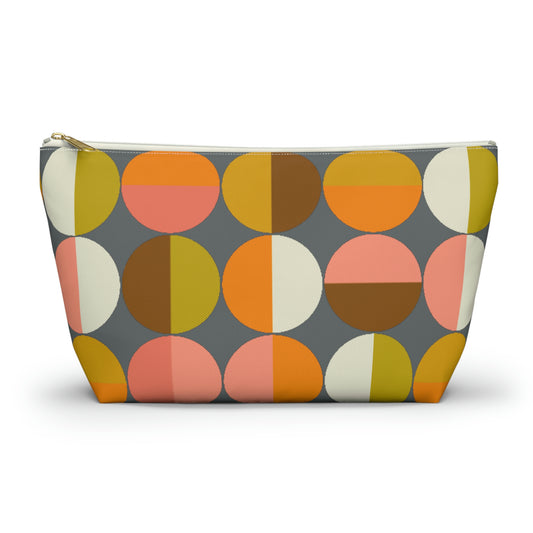 Jewel Tone Circle Print Accessory Pouch with T-bottom - BowsAndArtsDesigns