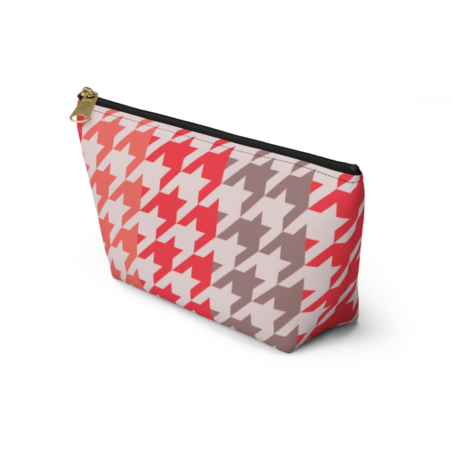 Coral & Gray Accessory Pouch with T-bottom - BowsAndArtsDesigns