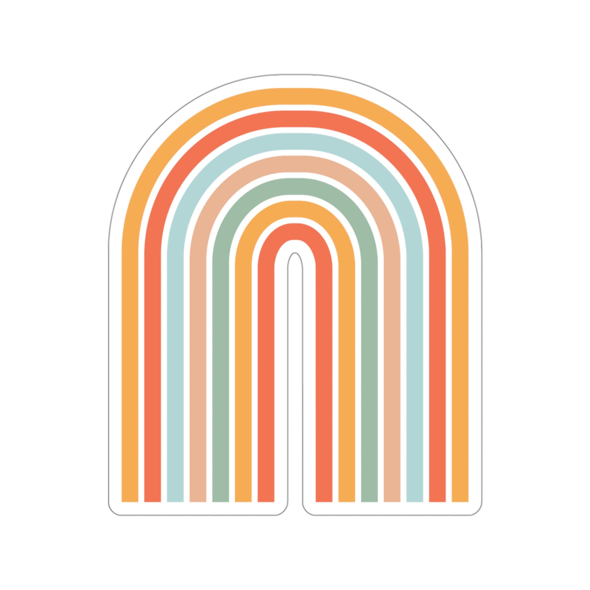 Retro Rainbow Kiss-Cut Sticker - BowsAndArtsDesigns