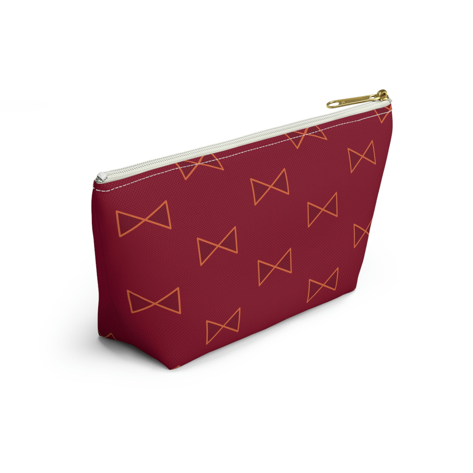 Maroon & Tangerine Bows Accessory Pouch with T-bottom - BowsAndArtsDesigns