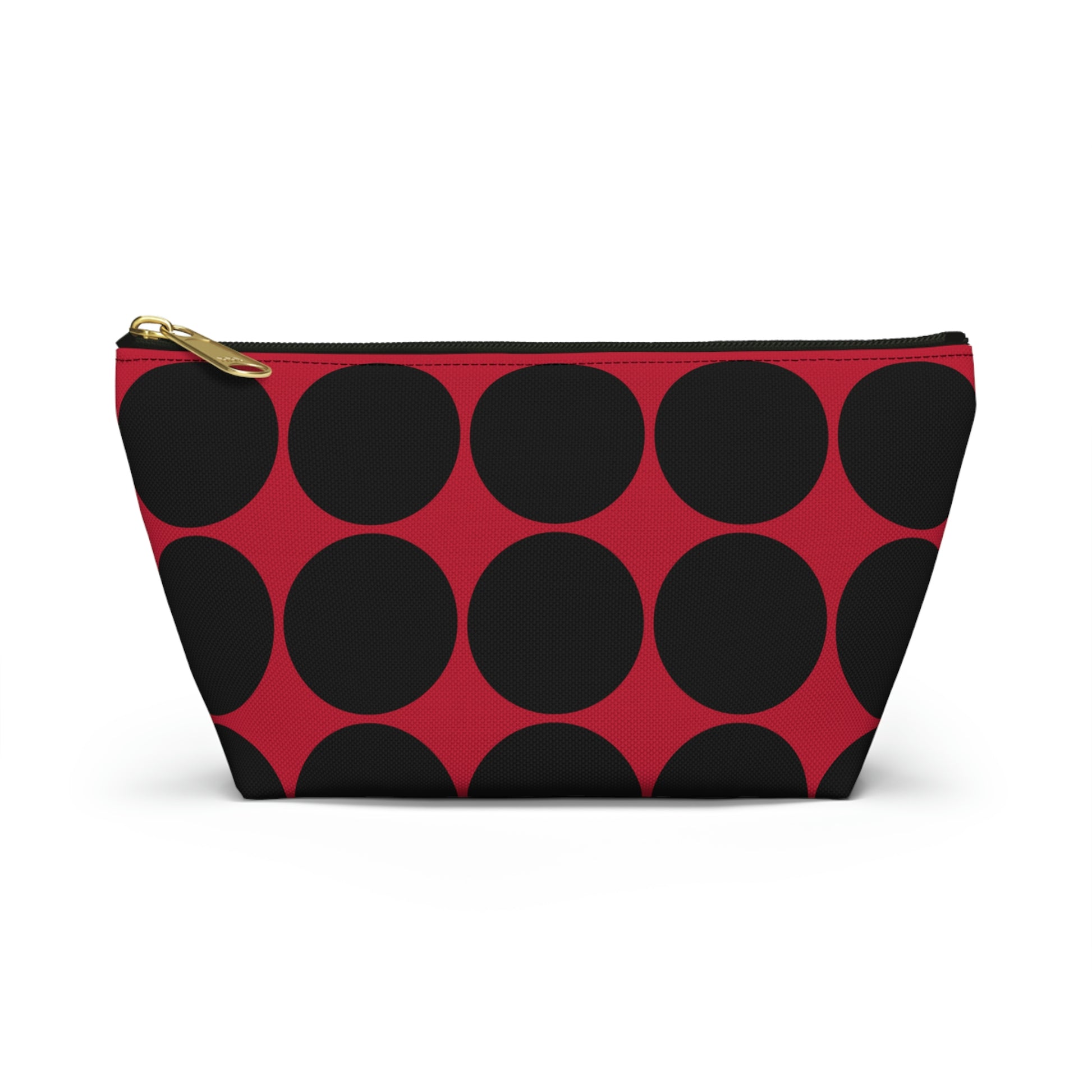 Red & Black Circle Accessory Pouch with T-bottom - BowsAndArtsDesigns
