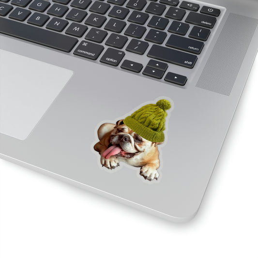 Beanie Bulldog Vinyl Kiss-Cut Sticker - BowsAndArtsDesigns