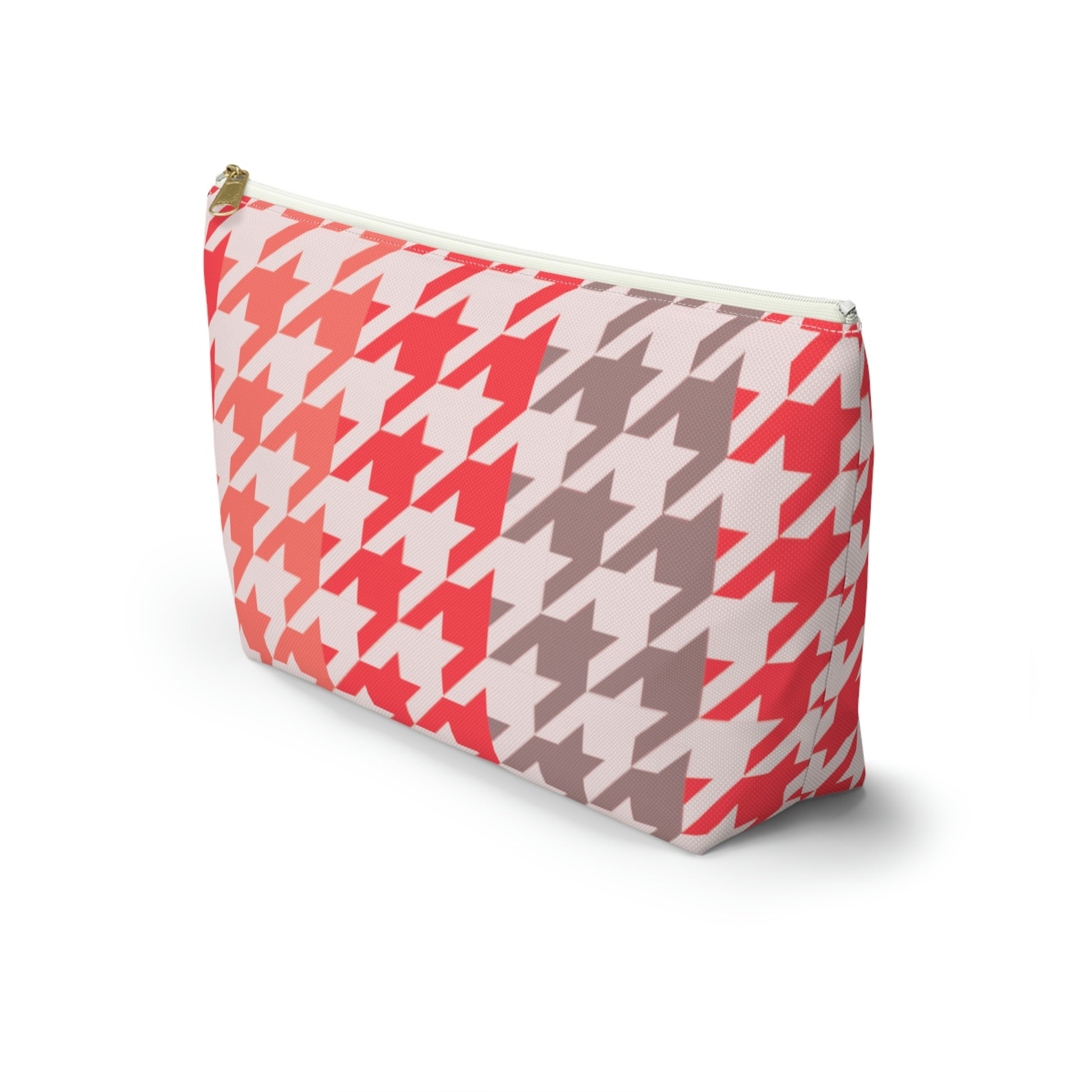 Coral & Gray Accessory Pouch with T-bottom - BowsAndArtsDesigns