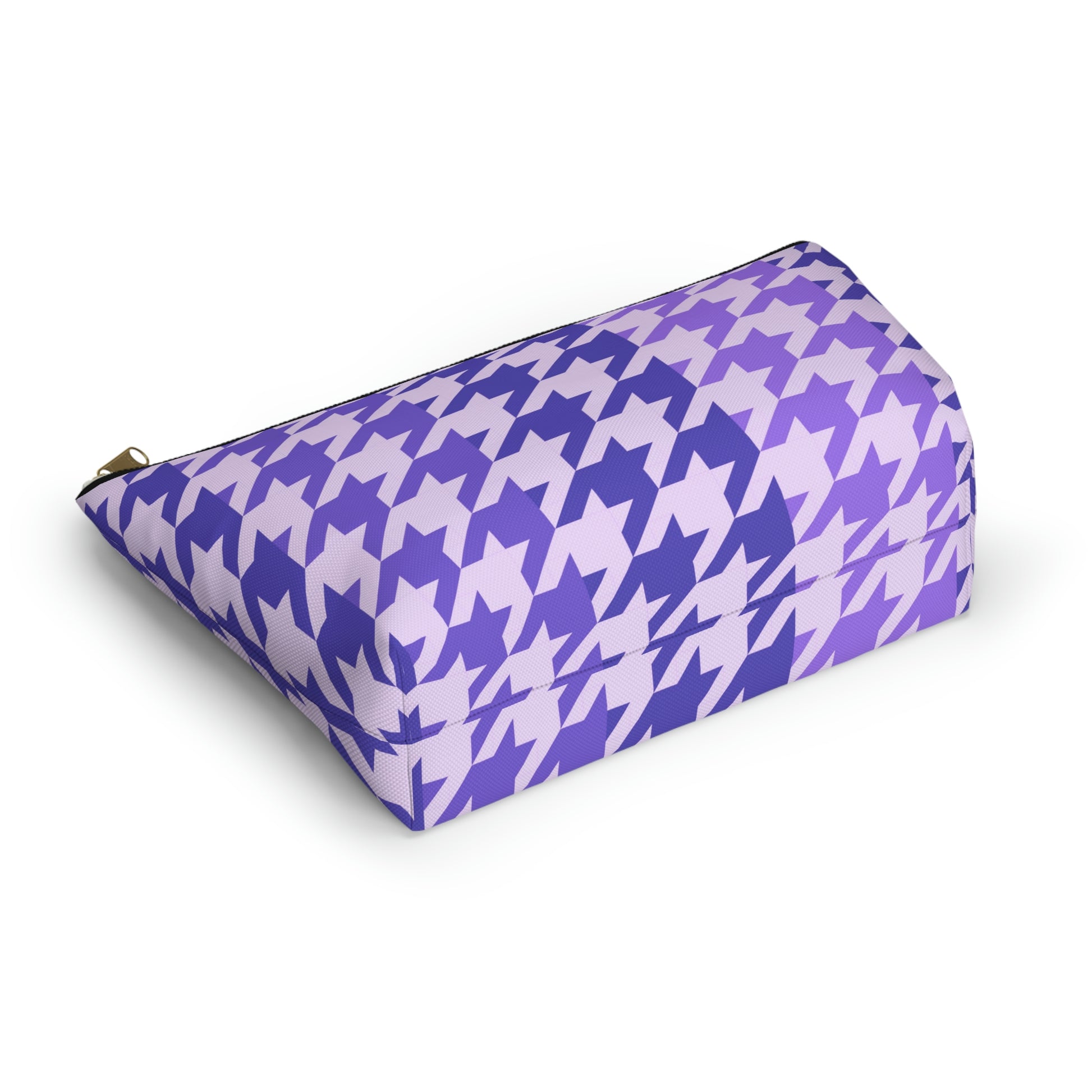 Purple Houndstooth Accessory Pouch with T-bottom - BowsAndArtsDesigns