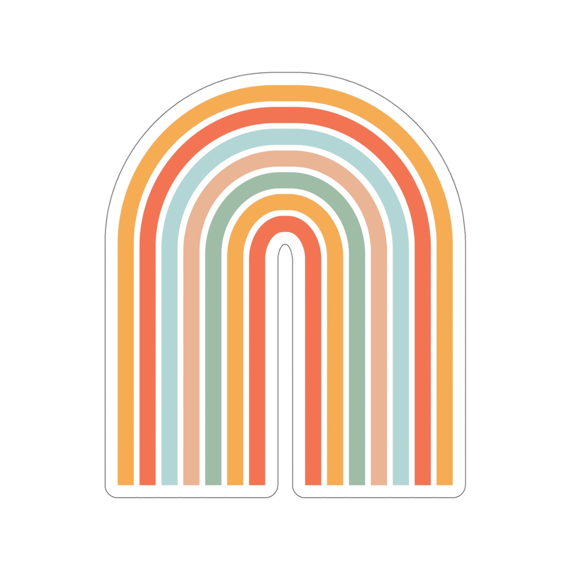 Retro Rainbow Kiss-Cut Sticker - BowsAndArtsDesigns