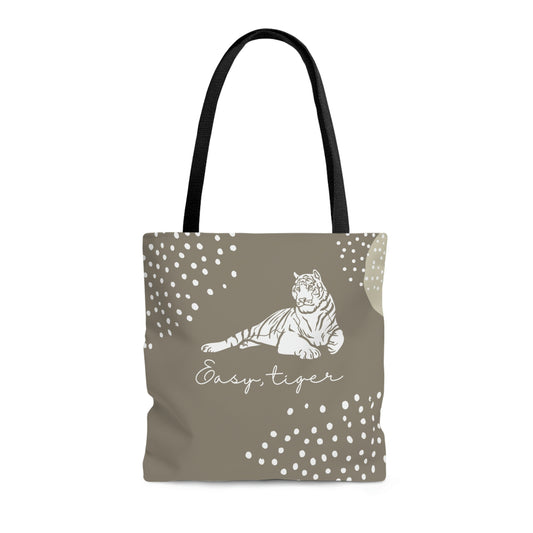 Easy, Tiger Neutral Tones Canvas Tote Bag