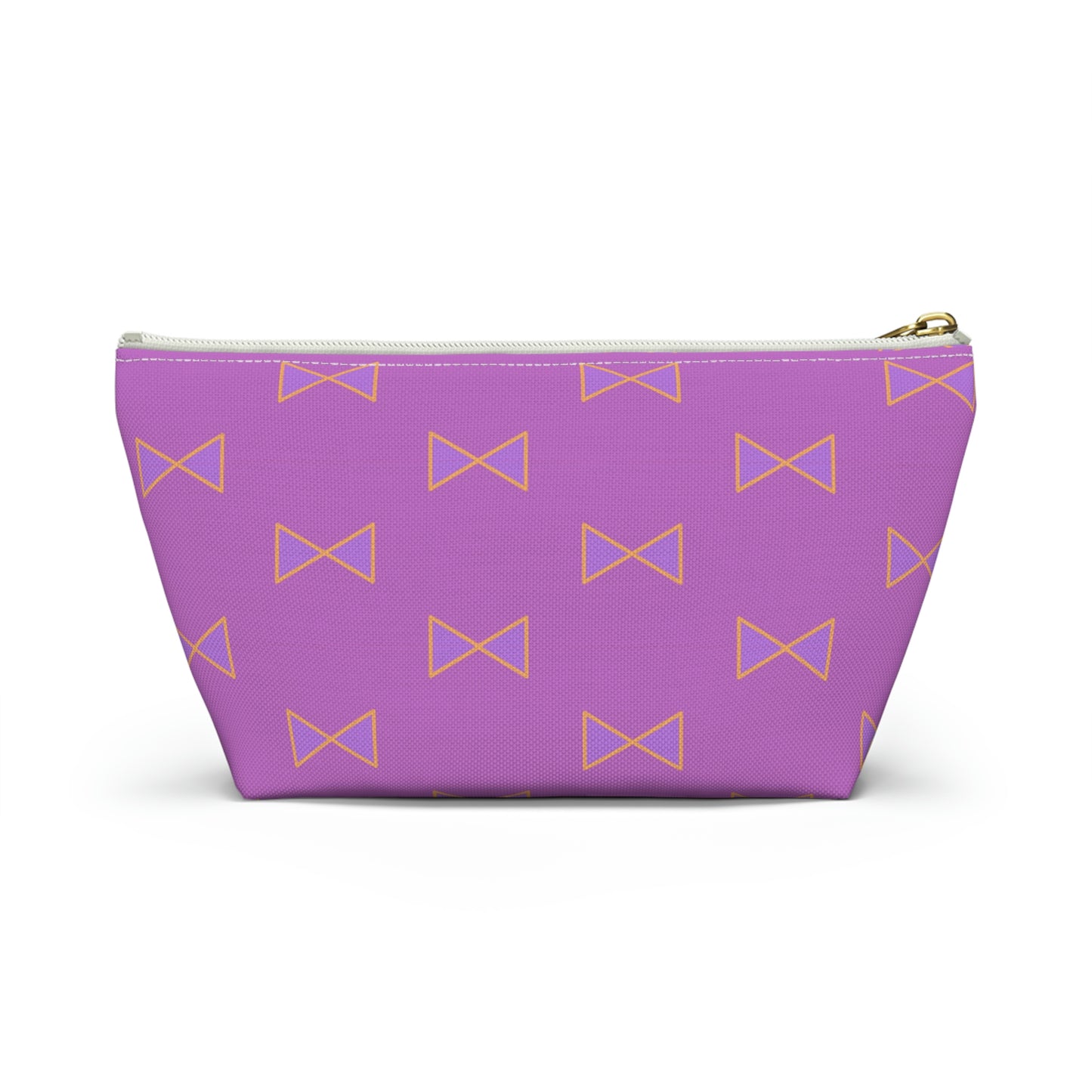 Purple & Tangerine Orange Bows Accessory Pouch with T-bottom - BowsAndArtsDesigns
