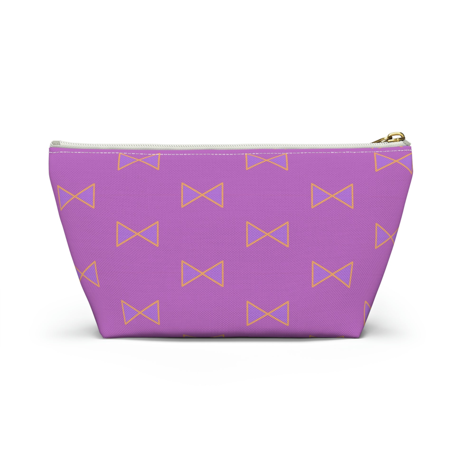 Purple & Tangerine Orange Bows Accessory Pouch with T-bottom - BowsAndArtsDesigns